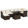 Set sofás de jardín 8 piezas y cojines ratán sintético marrón