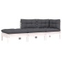 Juego muebles jardín 3 pzas cojines blanco madera pino maciza by vidaXL, Modular outdoor sofas - Ref: Foro24-806665, Price: 2...