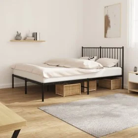 Bettgestell mit schwarzem Metallkopfteil 140x190 cm von vidaXL, Betten und Lattenroste - Ref: Foro24-350864, Preis: 88,39 €, ...