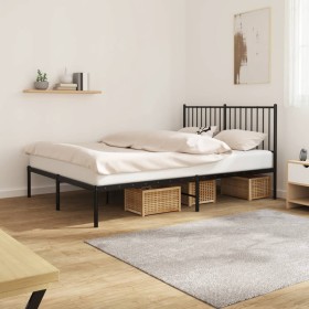 Bettgestell mit schwarzem Metallkopfteil 140x200 cm von vidaXL, Betten und Lattenroste - Ref: Foro24-350865, Preis: 101,94 €,...
