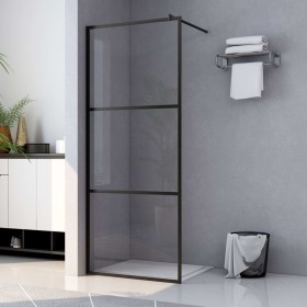 Accessible shower screen clear ESG glass black 80x195 cm by vidaXL, Shower walls and screens - Ref: Foro24-149148, Price: 164...