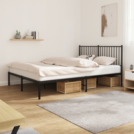 Estructura de cama con cabecero metal negro 150x200 cm de vidaXL, Camas y somieres - Ref: Foro24-350866, Precio: 124,30 €, De...