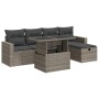 Set de muebles de jardín 6 pzas y cojines ratán sintético gris