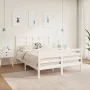 Small double bed frame white solid wood 120x190cm by vidaXL, Beds and slatted bases - Ref: Foro24-3105831, Price: 141,67 €, D...