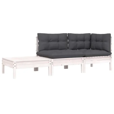 3-piece garden furniture set with white pine wood cushions by vidaXL, Modular outdoor sofas - Ref: Foro24-806671, Price: 256,...