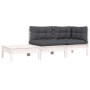 3-piece garden furniture set with white pine wood cushions by vidaXL, Modular outdoor sofas - Ref: Foro24-806671, Price: 210,...