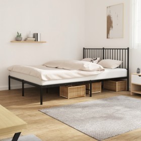 Bettgestell mit schwarzem Metallkopfteil 160x200 cm von vidaXL, Betten und Lattenroste - Ref: Foro24-350867, Preis: 129,69 €,...