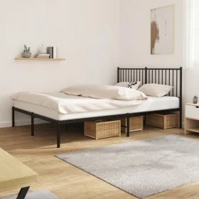 Bettgestell mit schwarzem Metallkopfteil 160x200 cm von vidaXL, Betten und Lattenroste - Ref: Foro24-350867, Preis: 125,42 €,...