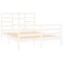 Small double bed frame white solid wood 120x190cm by vidaXL, Beds and slatted bases - Ref: Foro24-3105831, Price: 141,67 €, D...