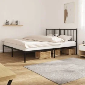 Bettgestell mit schwarzem Metallkopfteil 180x200 cm von vidaXL, Betten und Lattenroste - Ref: Foro24-350868, Preis: 121,70 €,...