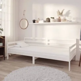 Sofá cama de madera maciza de pino blanco 90x200 cm de vidaXL, Camas y somieres - Ref: Foro24-806936, Precio: 118,58 €, Descu...