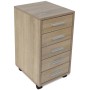 Cajonera de oficina con ruedas 5 cajones color roble