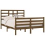Estructura de cama doble madera maciza marrón miel 120x190 cm