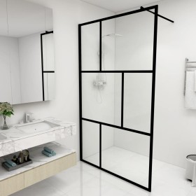 Accessible shower screen with black tempered glass 115x195 cm by vidaXL, Shower walls and screens - Ref: Foro24-149155, Price...