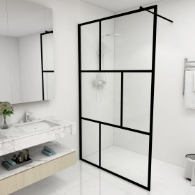 Mampara de ducha accesible con vidrio templado negro 115x195 cm
