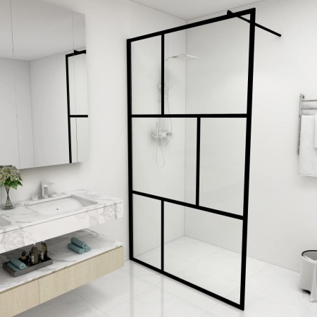 Accessible shower screen with black tempered glass 115x195 cm by vidaXL, Shower walls and screens - Ref: Foro24-149155, Price...