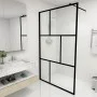 Accessible shower screen with black tempered glass 115x195 cm by vidaXL, Shower walls and screens - Ref: Foro24-149155, Price...