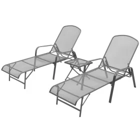 Sun loungers with table 2 units anthracite gray steel by vidaXL, Loungers - Ref: Foro24-42727, Price: 300,89 €, Discount: %