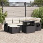 Set de sofás de jardín 7 pzas con cojines ratán sintético negro