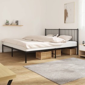 Estructura de cama con cabecero metal negro 200x200 cm de vidaXL, Camas y somieres - Ref: Foro24-350871, Precio: 112,87 €, De...