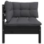 Garden corner sofa and cushions in solid black acacia wood by vidaXL, Modular outdoor sofas - Ref: Foro24-806632, Price: 108,...