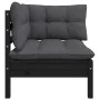 Garden corner sofa and cushions in solid black acacia wood by vidaXL, Modular outdoor sofas - Ref: Foro24-806632, Price: 109,...