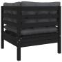 Garden corner sofa and cushions in solid black acacia wood by vidaXL, Modular outdoor sofas - Ref: Foro24-806632, Price: 108,...