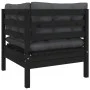 Garden corner sofa and cushions in solid black acacia wood by vidaXL, Modular outdoor sofas - Ref: Foro24-806632, Price: 109,...