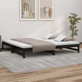 Removable sofa bed solid black pine wood 2x(100x200) cm by vidaXL, Beds and slatted bases - Ref: Foro24-823403, Price: 176,66...