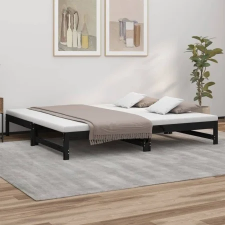 Sofá cama extraíble madera maciza de pino negro 2x(100x200) cm de vidaXL, Camas y somieres - Ref: Foro24-823403, Precio: 176,...