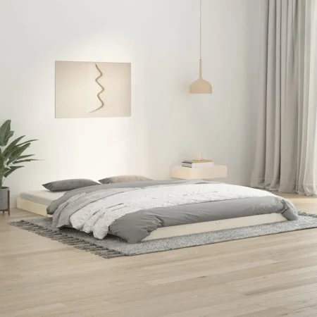 Massives Bettgestell aus weißem Kiefernholz, 150 x 200 cm von vidaXL, Betten und Lattenroste - Ref: Foro24-823440, Preis: 91,...