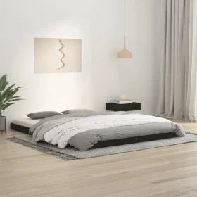 Solid black pine wood bed frame 150x200 cm by vidaXL, Beds and slatted bases - Ref: Foro24-823443, Price: 91,98 €, Discount: %