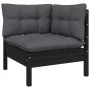 2-seater garden sofa with solid black pine wood cushions by vidaXL, Modular outdoor sofas - Ref: Foro24-806650, Price: 208,50...