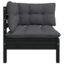 2-seater garden sofa with solid black pine wood cushions by vidaXL, Modular outdoor sofas - Ref: Foro24-806650, Price: 210,66...