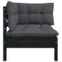 2-seater garden sofa with solid black pine wood cushions by vidaXL, Modular outdoor sofas - Ref: Foro24-806650, Price: 208,50...