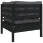 2-seater garden sofa with solid black pine wood cushions by vidaXL, Modular outdoor sofas - Ref: Foro24-806650, Price: 210,66...