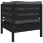 2-seater garden sofa with solid black pine wood cushions by vidaXL, Modular outdoor sofas - Ref: Foro24-806650, Price: 208,50...