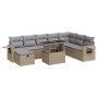 Set de sofás de jardín con cojines 9 pzas ratán sintético beige