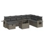 Set de sofás de jardín con cojines 9 pzas ratán sintético gris