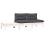 Garden furniture 3 pieces and white cushions solid pine wood by vidaXL, Modular outdoor sofas - Ref: Foro24-806683, Price: 13...