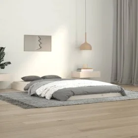 Solid white pine wood bed frame 100x200 cm by vidaXL, Beds and slatted bases - Ref: Foro24-823455, Price: 48,28 €, Discount: %