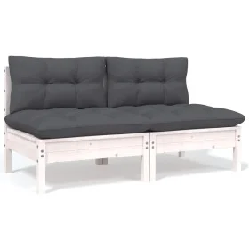 2-seater garden sofa with white pine wood cushions by vidaXL, Modular outdoor sofas - Ref: Foro24-806653, Price: 127,29 €, Di...