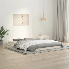 Massiver Bettrahmen aus weißem Kiefernholz, 140 x 200 cm von vidaXL, Betten und Lattenroste - Ref: Foro24-823445, Preis: 109,...