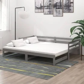 Removable sofa bed solid gray pine wood 2x(90x200) cm by vidaXL, Beds and slatted bases - Ref: Foro24-806952, Price: 179,30 €...