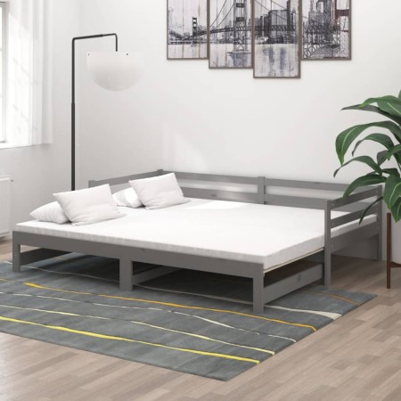 Removable sofa bed solid gray pine wood 2x(90x200) cm by vidaXL, Beds and slatted bases - Ref: Foro24-806952, Price: 182,70 €...