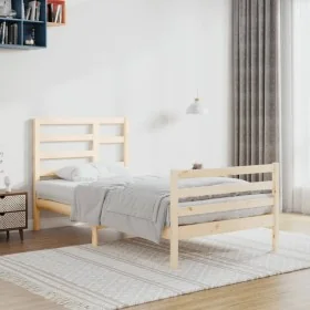 Bettgestell aus Massivholz 90x200 cm von vidaXL, Betten und Lattenroste - Ref: Foro24-3105845, Preis: 94,91 €, Rabatt: %