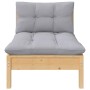 Zentrales Gartensofa und graue Kissen aus massivem Akazienholz von vidaXL, Modulare Sofas für den Außenbereich - Ref: Foro24-...
