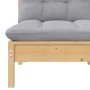 Central garden sofa and gray cushions in solid acacia wood by vidaXL, Modular outdoor sofas - Ref: Foro24-806633, Price: 103,...