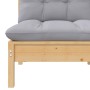 Zentrales Gartensofa und graue Kissen aus massivem Akazienholz von vidaXL, Modulare Sofas für den Außenbereich - Ref: Foro24-...