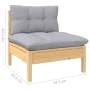 Central garden sofa and gray cushions in solid acacia wood by vidaXL, Modular outdoor sofas - Ref: Foro24-806633, Price: 103,...